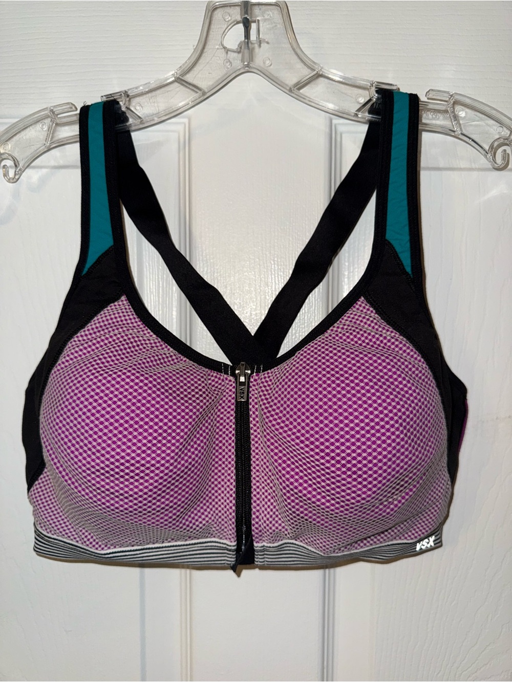 Victoria's Secret Purple & Teal Front-Zip Sports Bra